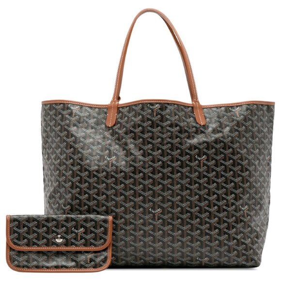 Goyard Handbags - Pre-owned Goyard Chevron Print Saint Louis GM Tote Bag Black Brown